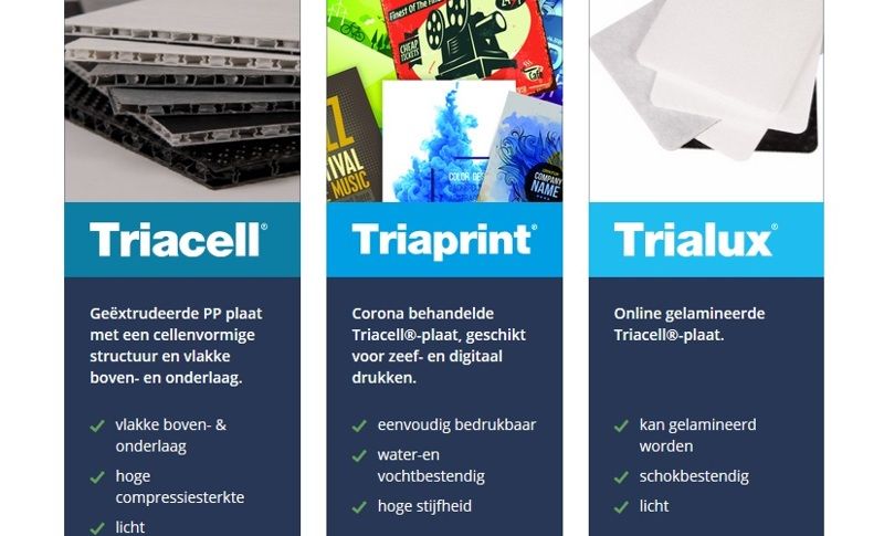 Lancering nieuwe producten : Triacell® / Triaprint® / Trialux®